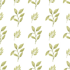 Watercolor leaf seamless pattern