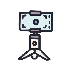 phone steadicam with tripod color vector doodle simple icon
