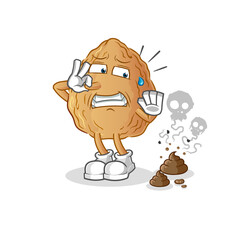 almond with stinky waste illustration. character vector