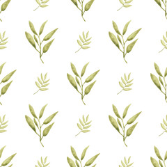 Watercolor leaf seamless pattern