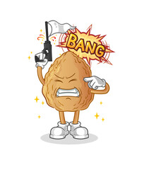 almond warning shot mascot. cartoon vector