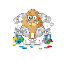 almond mad scientist illustration. character vector
