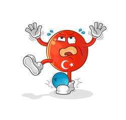 turkish flag hiten by bowling cartoon. cartoon mascot vector