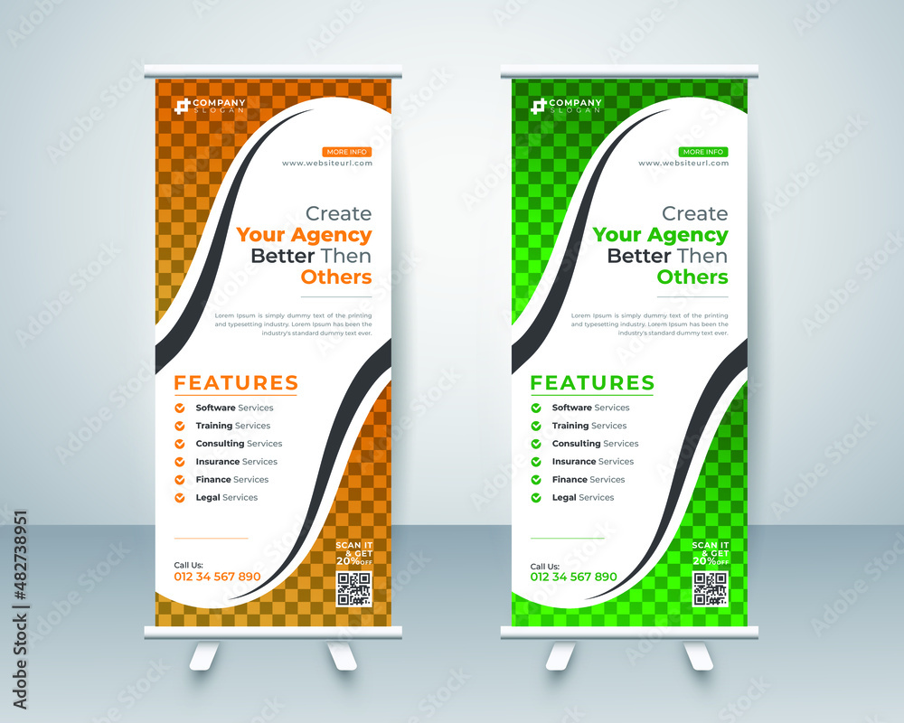 Wall mural roll up display standee banner design layout template