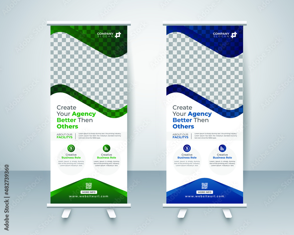 Wall mural business roll up display standee banner design layout template