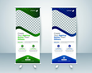 Business Roll up display standee banner design layout template