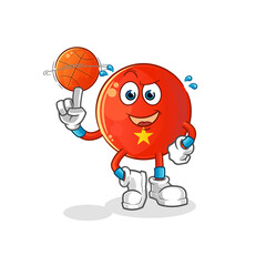 vietnamese flag playing basket ball mascot. cartoon vector