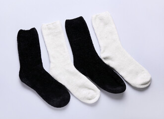 Different socks isolated on white background