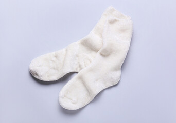 Pair of cotton socks isolated on white background