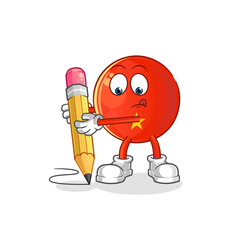 vietnamese flag write with pencil. cartoon mascot vector