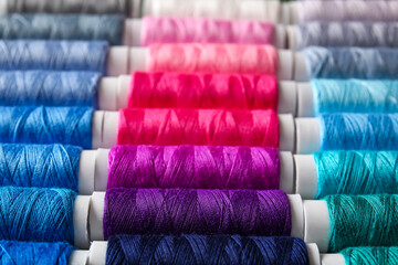 Closeup view of sewing threads