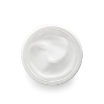 Jar with natural cosmetic cream isolated on white background