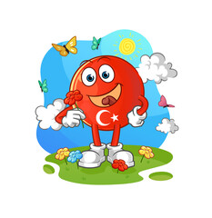 turkish flag pick flowers in spring. character vector
