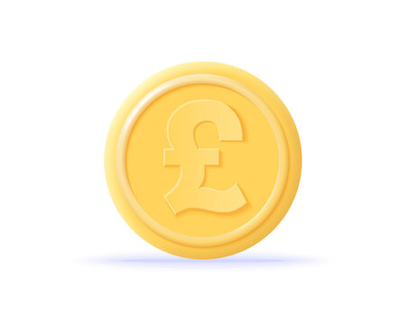 3D pound coin icon. Concept currency exchange, business financial investment and stock market investment. Money render. 3d realistic cash vector illustration