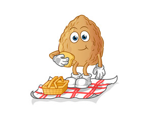 almond on a picnic cartoon. cartoon mascot vector