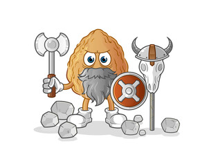 almond viking with an ax illustration. character vector