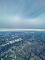 Aerial view of snow covered mountains in Shenandoah National Park in Virginia and West Virginia.