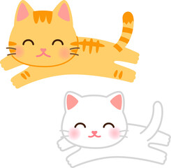 ジャンプする笑顔の猫