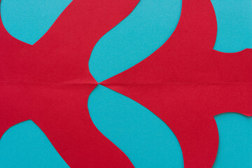abstract paper background in turquoise blue and deep red - arrow