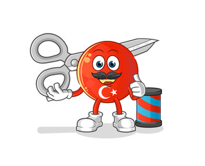 turkish flag barber cartoon. cartoon mascot vector