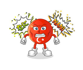 turkish flag anime angry vector. cartoon character