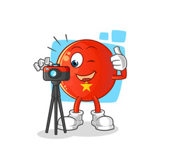 vietnamese flag photographer character. cartoon mascot vector