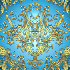 Seamless vintage background brown baroque pattern. Wallpaper, textile design.