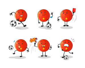 vietnamese flag football group character. cartoon mascot vector