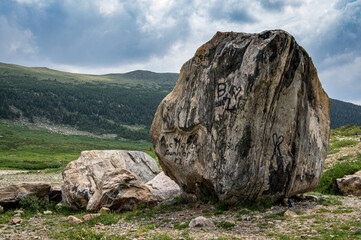 boulder in the mountains