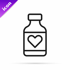 Black line Vitamin complex of pill capsule icon isolated on white background. Healthy lifestyle. Vector