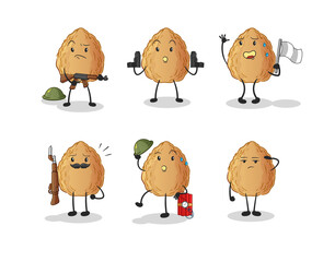 almond troops character. cartoon mascot vector