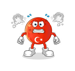 turkish flag very angry mascot. cartoon vector