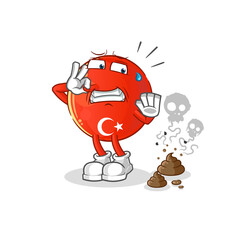 Naklejka na ściany i meble turkish flag with stinky waste illustration. character vector