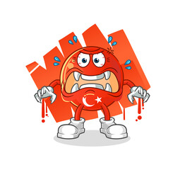 turkish flag monster vector. cartoon character
