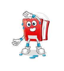 book stretching character. cartoon mascot vector