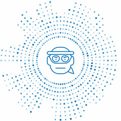 Blue line Bandit icon isolated on white background. Abstract circle random dots. Vector