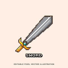 Pixel sword icon vector illustration for video game asset, motion graphic and others