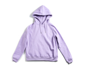 Stylish lilac hoodie on white background