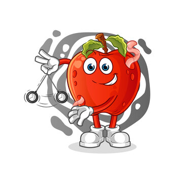recommend clip art: apple with worm hypnotizing cartoon. cartoon mascot vector