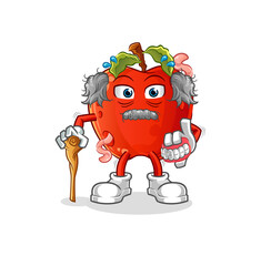 apple with worm white haired old man. character vector