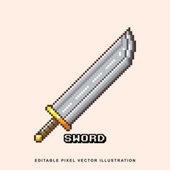 Pixel sword icon vector illustration for video game asset, motion graphic and others