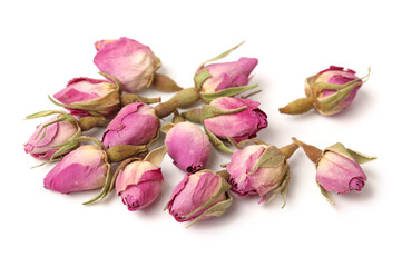tea rose flowers on white background