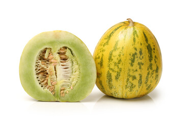 Muskmelon (yangjiaomitianguo) on white background