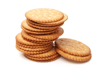 Fototapeta na wymiar Biscuits with whole-wheat flour. Crunchy, grains on white background