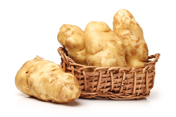 potatoes in a basket isolated
