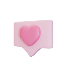 3d rendering pink callout love heart
