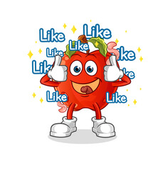 apple with worm give lots of likes. cartoon vector