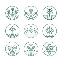 Modern farm logo collection with circle shape