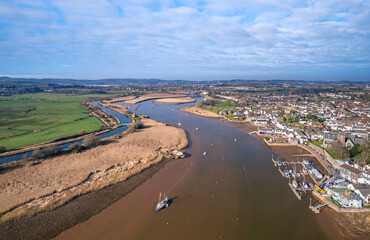 View from a drone over River Exe and Topsham, Devon, England © Maciej Olszewski