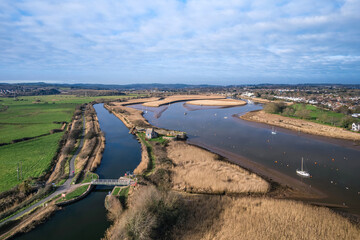 Fototapeta premium View from a drone over River Exe and Topsham, Devon, England